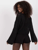 Black lace-up sweater with openwork pattern RUE PARIS