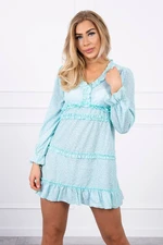 Dress with decorative ruffles mint