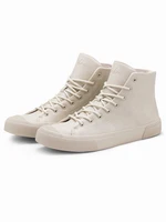 Ombre Men's high-top sneakers shoes with rubber toe - cream