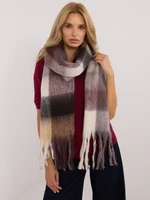 Brown and beige long checkered scarf