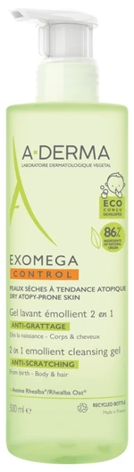 A-DERMA Zvláčňujúci umývací gél 2 v 1 pre suchú pokožku so sklonom k atopickému ekzému Exomega Control (Emollient Clean sing Gel) 500 ml