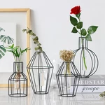 3D Nordic Metal Vase Glass Tube Hydroponic Plant Container Ornaments Home Decor