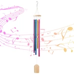 PATHONOR Wind Chimes with 6 Aluminum Tubes Wooden Wind Bell Memorial Wind Chimes Best Gift Chimes Decor for Garden Patio
