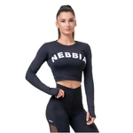 Dámský crop top s dlouhým rukávem Nebbia Sporty Hero 585  Black  XS