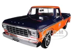 1979 Ford F-150 Custom Pickup Truck "Gulf" Dark Blue and Orange 1/24 Diecast Model Car by Motormax