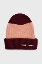 Čiapka s prímesou vlny Tommy Jeans bordová farba,