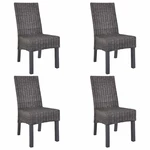 Dining Chairs 4 pcs Brown Kubu Rattan and Mango Wood (2x246655)