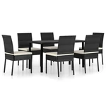 7 Piece Patio Dining Set Poly Rattan Black