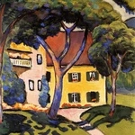 Reprodukcia obrazu August Macke - House in a Landscape, 60 × 60 cm