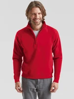 Red Men's Zip Neck Sweat Fruit of the Loom