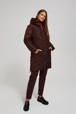 Long quilted jacket with hood