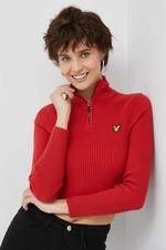 Svetr z vlněné směsi Lyle & Scott dámský, červená barva, hřejivý