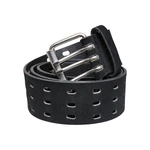 Velour Leather Tripple Thorn Buckle Belt Black