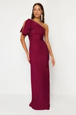 Trendyol Plum A-Cut Straight Fitted Woven Evening Dress & Graduation Dress