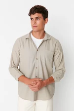 Trendyol Camel Men's Regular Fit Single Pocket Shirt.