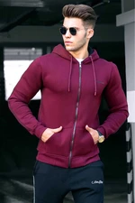 Madmext Claret Red Men's Zippered Hoodie Sweatshirt 4741