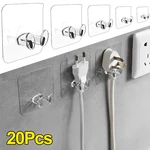 Wall Mounted Wire Hook Punch-free Power Plug Socket Storage Holder Cable Organizer Self Adhesive Hanger Kitchen Bathroom Hooks