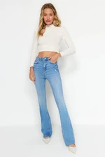 Trendyol Blue Low Waist Flare Jeans