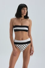 Dagi Black and White Strapless Bikini Top