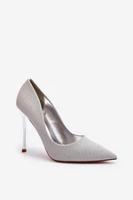 Tiberon's Shimmering Silver High Heels