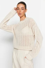 Trendyol Stone Wide Fit Ażurowy/Perforowany Sweter Z Dzianiny