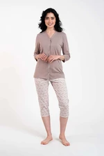 Juliana ́s pyjamas 3/4 sleeve, 3/4 legs - cappuccino/print