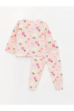 LC Waikiki Crew Neck Long Sleeve Patterned Plush Baby Girl Pajamas Set