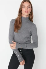 Trendyol Gray Crop Premium Yarn / Special Yarn Basic Knitwear Sweater