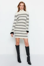 Trendyol Stone Mini Knitwear Striped Dress