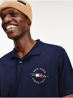 Tmavě modré pánské polo triko Tommy Hilfiger Icon Logo Interlock - Pánské