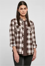 Ladies Turnup Checked Flanell Shirt růžová/hnědá