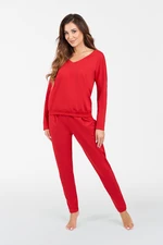 Karina women's tracksuit with long sleeves, long pants - red