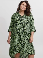 Green women's patterned shirt dress Fransa - Women