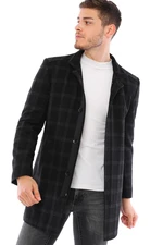 PLT8327 DEWBERRY MEN'S COAT-PATTERNED BLACK