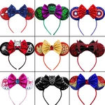 Boys and Girls Avengers Sequined Headband Hulk Thor Spider Man Headdress Super Heroes Party Kids Accessories Mouse Ears Headgear