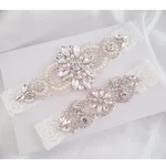 Wedding Bridal Garter Stretch Lace Bridal Garter Sets with Rhinestones Clear Crystal Pearl for Wedding Prom Bridesmaid Dress