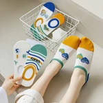 Spring And Summer Women Boat Socks Stripe Letter Heart Sport Socks Invisible Silicone Non-slip Bamboo Fiber Boat Socks