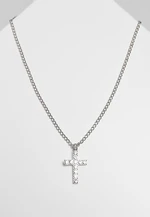 Necklace with diamond cross - silver color