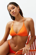 Trendyol Orange Triangle Gathered Bikini Top