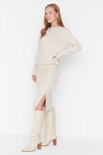 Trendyol Stone Soft Textured Knitwear Top-Bottom Set