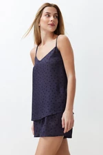 Trendyol Navy Blue Star Patterned Rope Strap Viscose Woven Pajama Set