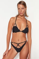 Trendyol Black Cut Out/Windowed High Leg Bikini Spodní díly