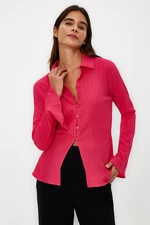 Trendyol Fuchsia Textured Fitted Woven Shirt