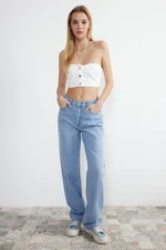 Trendyol White Strapless Denim Bustier