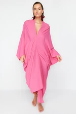 Trendyol Fuchsia Wide Fit Maxi Woven Gathered Beach Dress