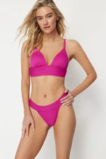 Trendyol Fuchsia Textured High Leg Regular Bikini Bottom