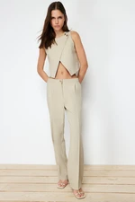 Trendyol Mink Straight Ribbed Woven Trousers