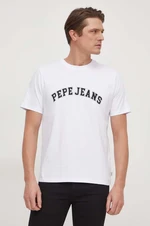 Bavlnené tričko Pepe Jeans CLEMENT pánsky, biela farba, s potlačou, PM509220