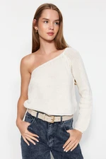 Trendyol Ecru Crop One-Shoulder Knitwear Sweater