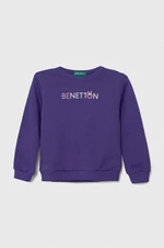 Dětská bavlněná mikina United Colors of Benetton fialová barva, s potiskem